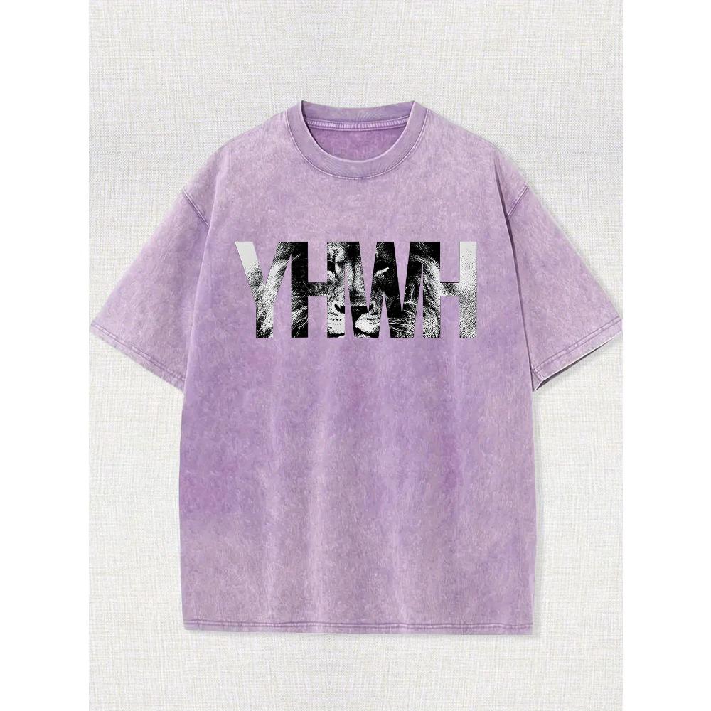 Men's Vintage-Inspired Lion Graphic T-Shirt - 100% Cotton, Short Sleeve, Crew Neck, Washed Black, Casual Summer Wear