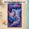 Unicorn Theme Soft Beach Towel Personalized Custom Name Text Towel Portable for Beach Pool Travel