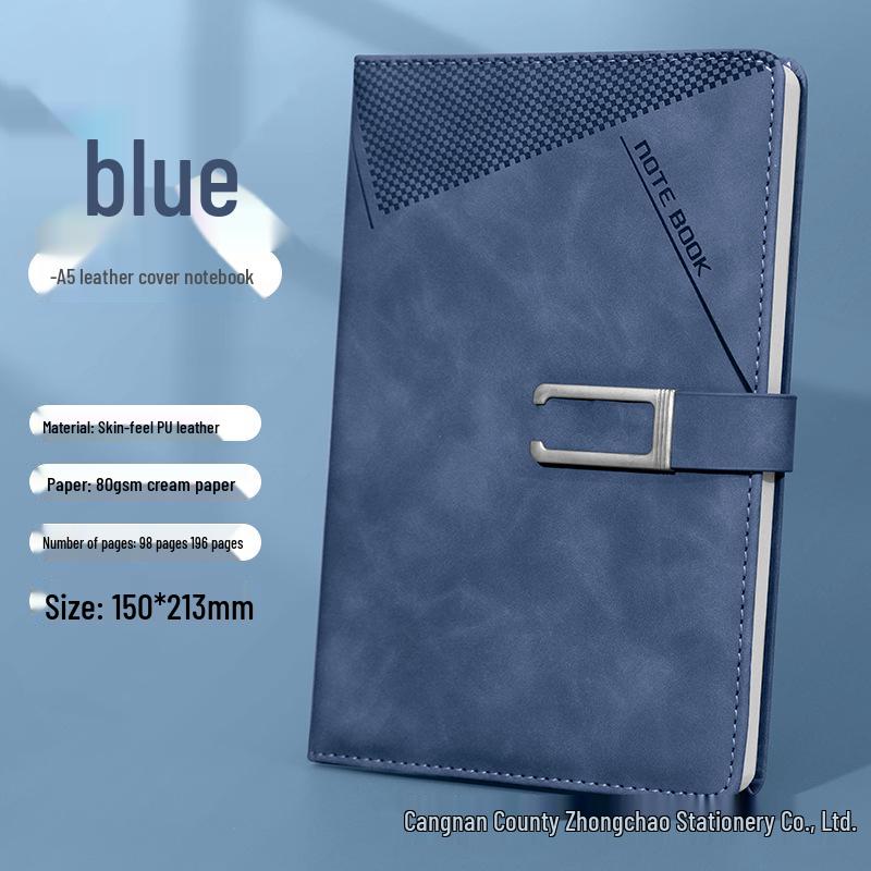 A5 Magnetic Clasp Faux Leather Notebook - Thick Loose-Leaf Student Diary