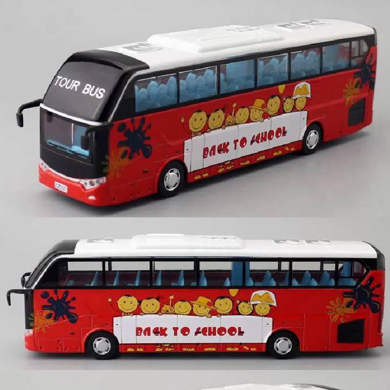 Simulated City Luxurious Sightseeing Bus Model Toy With Sound And Light Function