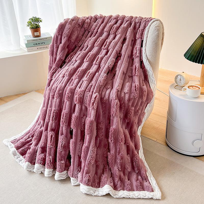 Cozy Soft Faux Rabbit Fur Throws Blanket for Couch Spring Autumn Warm Slub Velvet Bed Blanket Lightweight Office Nap Plush Plaid