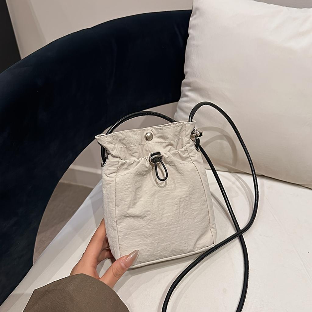 Ladies Vintage Solid Mini Crossbody Bag,Drawstring Closure Coin Purse With Adjustable Strap,Casual Multi-use Shoulder Handbag For Women Daily