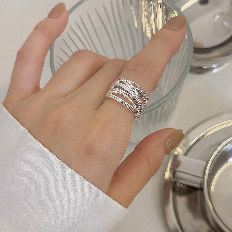 Women's Geometric Minimalist Multi-layer Adjustable Open Ring