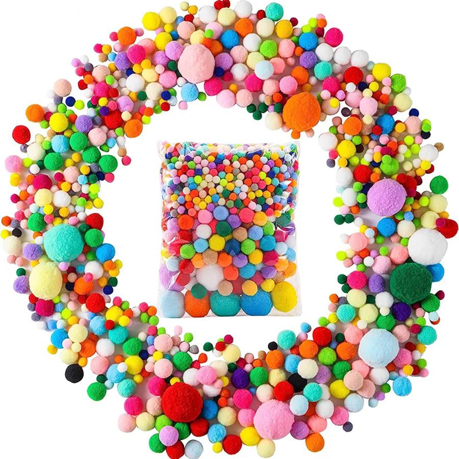 20g 8-30mm Color Random Fluffy High Elasticity Soft Pompoms Home Furnishings DIY Hand-sewn Craft Wedding Decoration