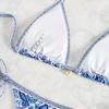 European And American Printed Fabrics Split Bikini Set Lace-Up Swimsuit Women'S Direct Sales