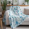 Floral Blue Pattern Fleece Blanket Soft Warm Throw Bed Sofa Cover Decorative Gift