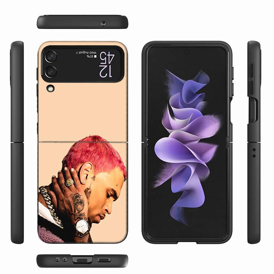 Chris Brown American Rapper Phone Case For Samsung Z Flip 7 6 Z Flip 5 5G Galaxy Z Flip 3 4 5G Shockproof Hard Cover TPU PC Coq