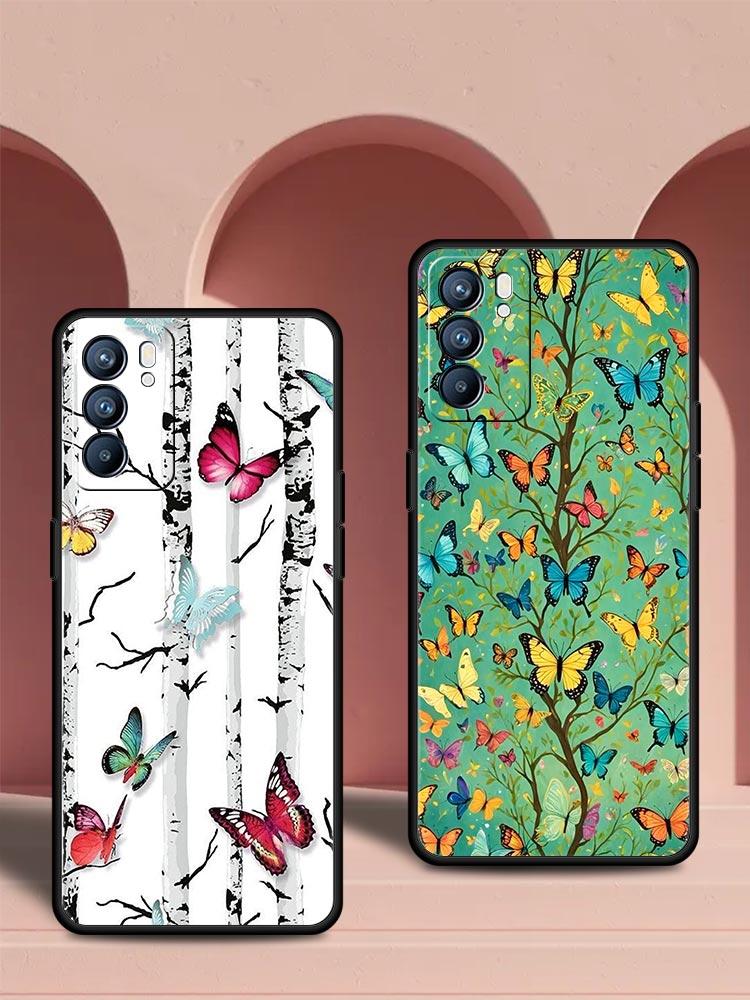 Butterfly Design Phone Case For Oppo Reno 13 12 11 10 7 F Find X5 X6 A98 A80 A79 A78 A57 A54 A31 A17 Pro 5G Soft TPU Cover Capas