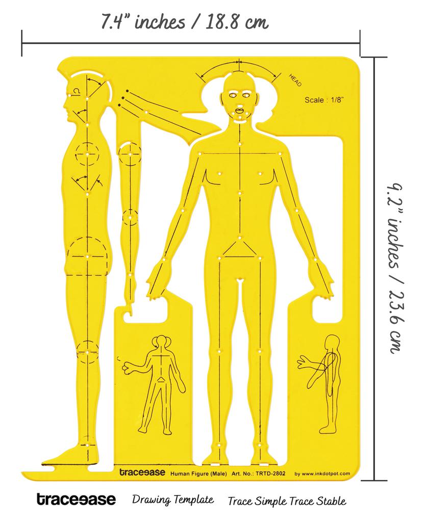 Traceease Male Human Figure Template Stencils Designer  S Drafting Tools- 1