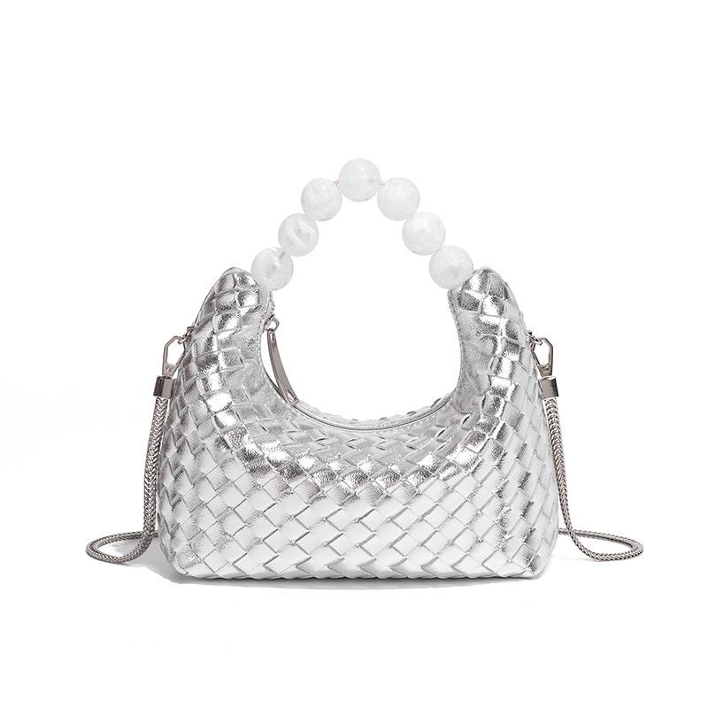 

Fashionable, Simple and Cute Hand-woven Single-shoulder Crossbody Bag, Pearl Cream Puff Bag