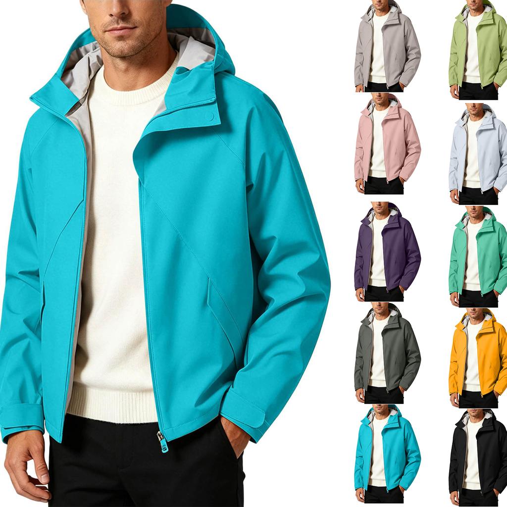 Men's Hooded Windbreaker Jacket Windproof Lightweight for Spring Fall Outdoor Hiking Everyday Wear