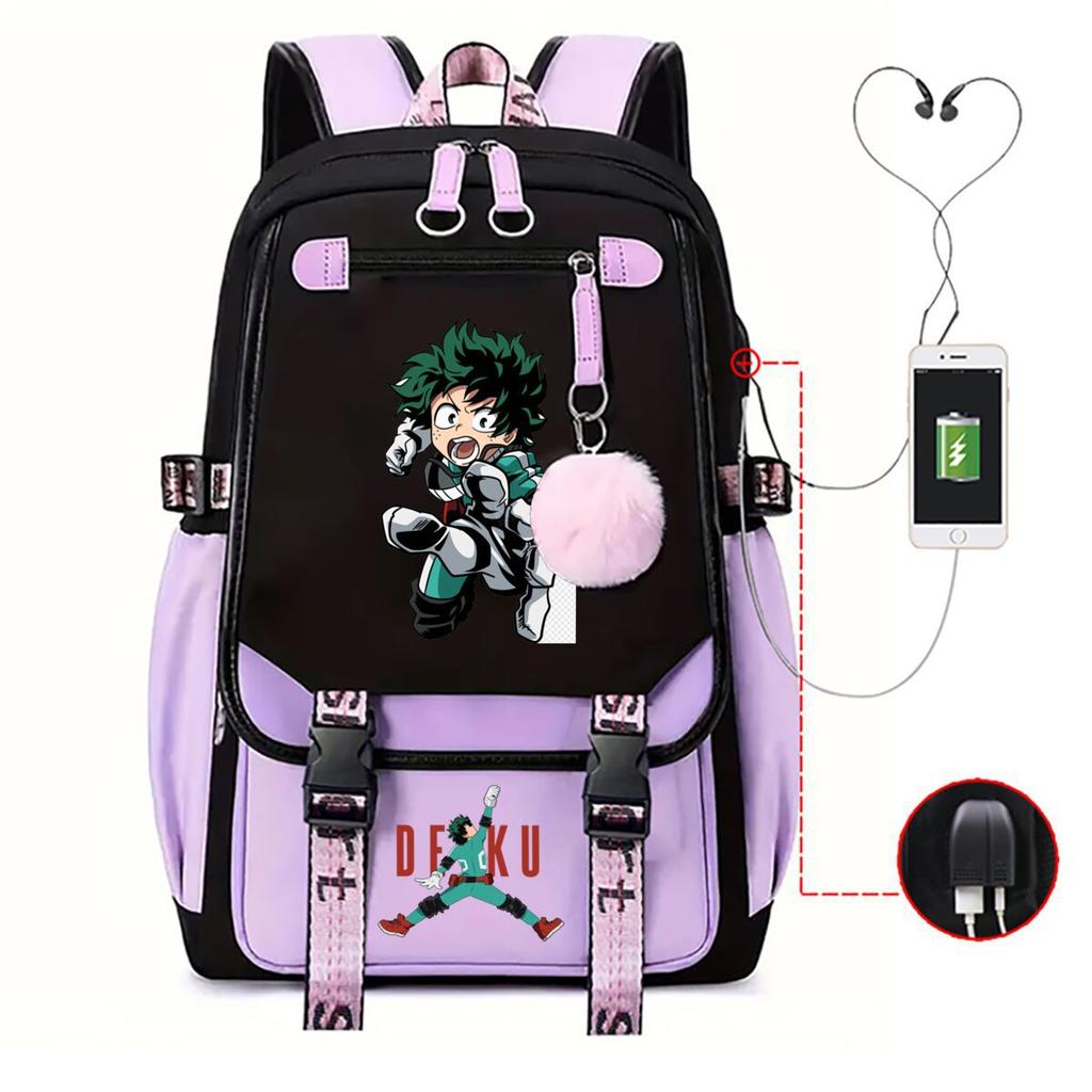 Teen Trend Animation Schoolbag Korean Version Backpack Male New Contrasting Color Simple Middle School Student Backpack