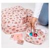 Astro Travel Pouches, Light Pink, Floral Print, Set of 5, Non-Woven Fabric, Travel Case, Small Item Organizer, Travel Storage Pouch, Packing, 183-15
