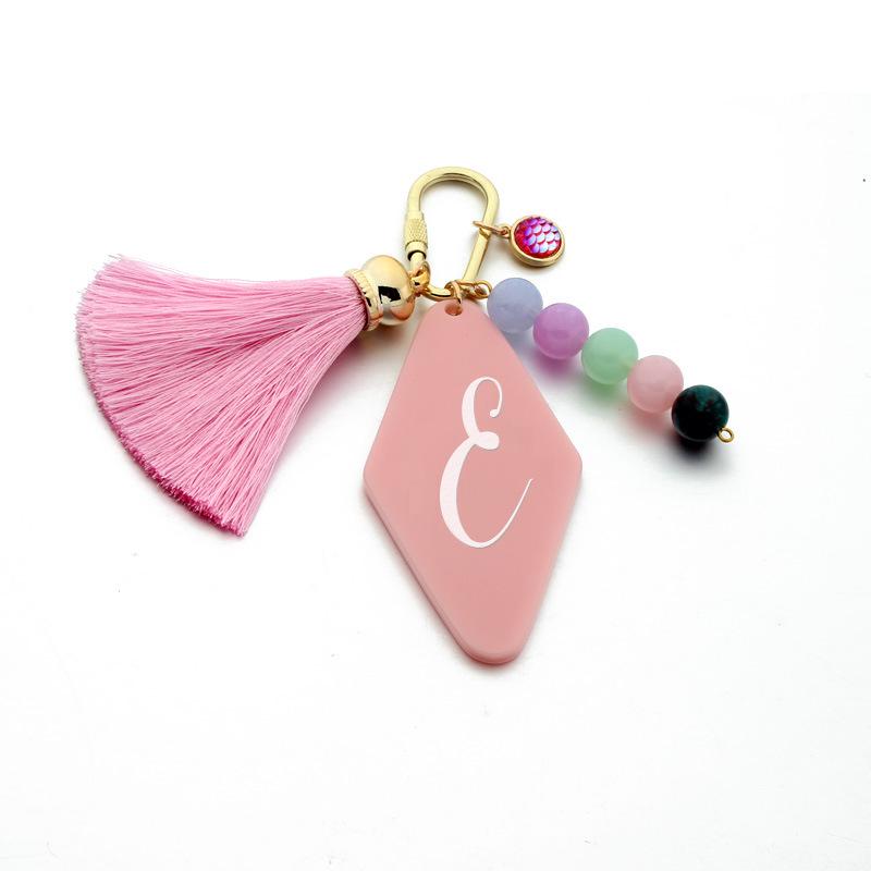 Geometric Rhombus Acrylic Letter Keychain Pendant In-stock Wholesale