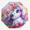 1PC Unicorn Flowers Umbrella-8-Rib Reinforced Portable Folding Travel Suitable for All Seasons Outdoor Daily Use-G384