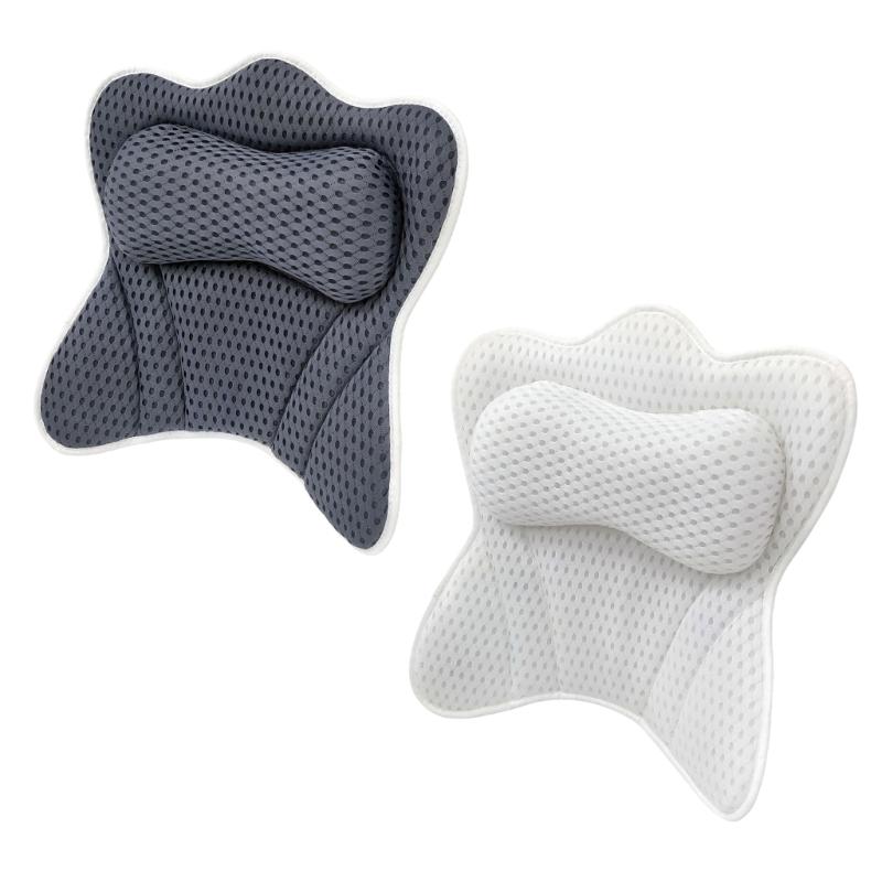 Bath Pillow AntiSlip Suction Cups High Density Foams Neck Pillows MultiPosition Support Spa Comfort Neck Supports