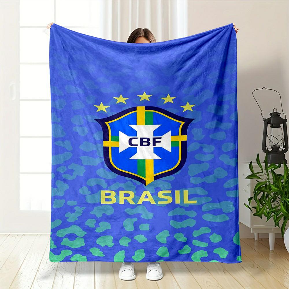 Brazil Themed Blue Designed Flannel Blanket for Bedroom, Living Room, Sofa, and Nap