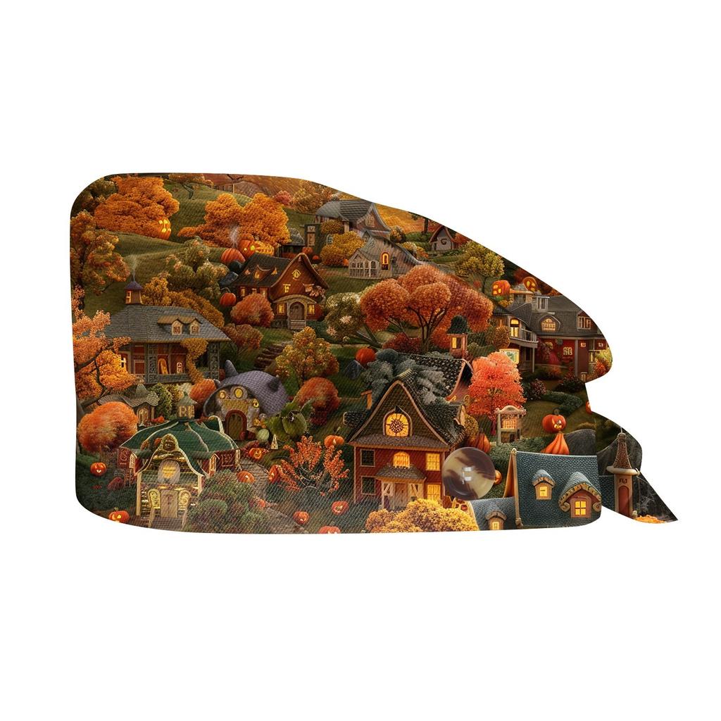 Fashion Halloween Print Work Hat Casual Wash Hat Bag Cap