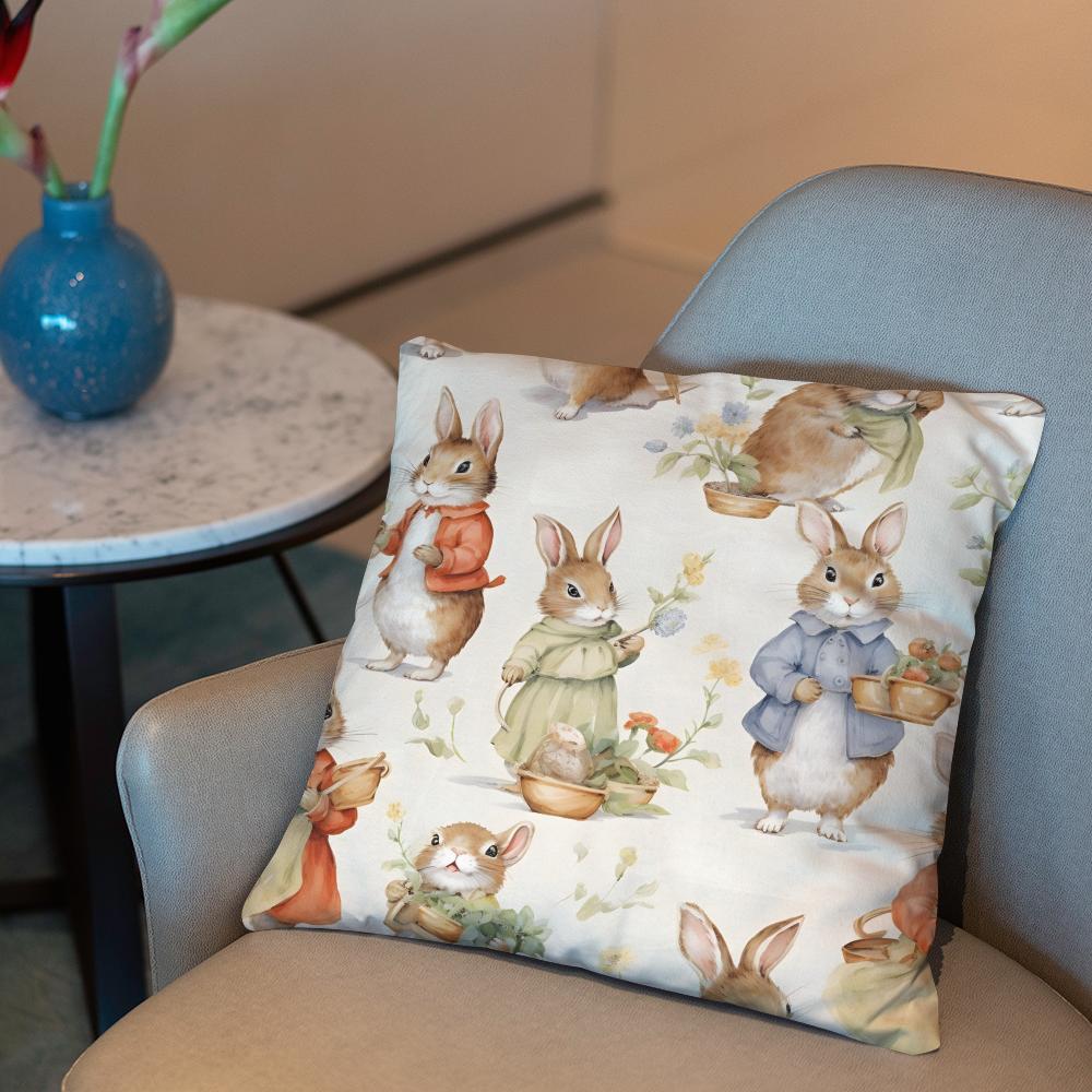 P-Peter Rabbit printing Cushion Cover 2-in-1 Reversible Plush Pillow Cover | Car/Sofa/Bed | Perfect Gift
