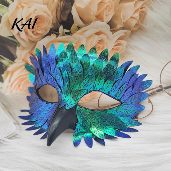 Plastic Feather Masque Bird Masquerade Masque, Iridescent Half Face Lightweight with 3D Beak for Halloween Costume, Cosplay Party Fashionable