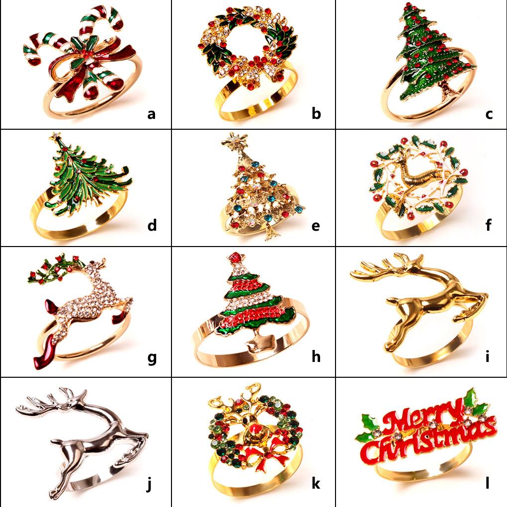 Inel de șervețel de Crăciun din oțel inoxidabil Xmas Suporturi portabile pentru șervețele de hârtie Decor pentru masă de banchet Ornament de restaurant