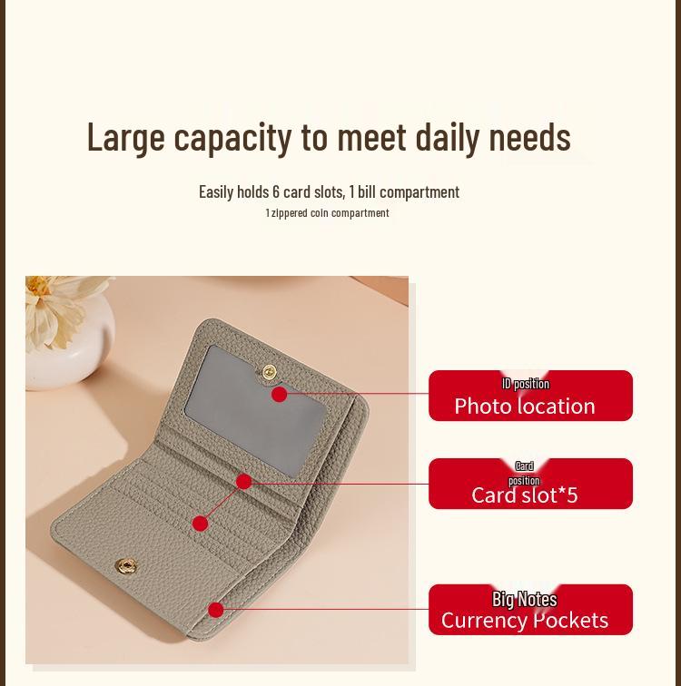 Women's RFID Mini Cowhide Wallet: Ultra-Thin Genuine Leather Anti-Magnetic Card Holder & Coin Purse