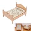Miniature Birch Wood Upholstered Double Bed And Bedroom Accessories Furniture 1:12 Scale Doll House