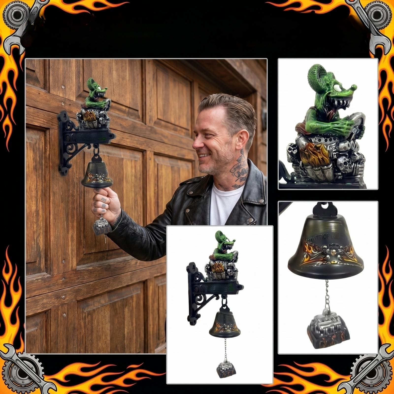 

Resin Wall Mounted Doorbell with Crocodile Figure and Hanging Bell Decorative Outdoor Indoor Use Durable Material One Size