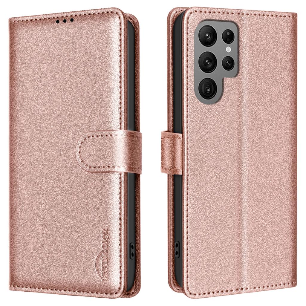 BINFEN COLOR BF32 For Samsung Galaxy S25 Ultra Leather Case Wallet RFID Blocking Phone Cover