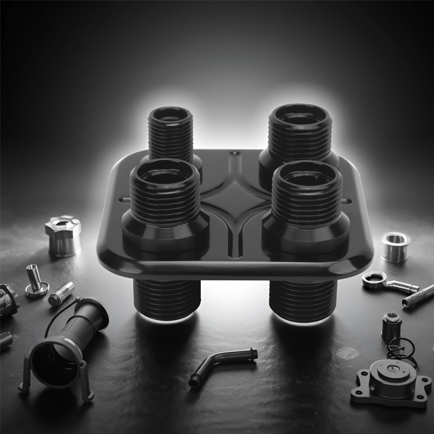 AC Line Port AC Hose Port Firewall Bulkhead, KIMISS Car 4‑Port Air Conditioning Bulkhead Hose Fitting Universal Modification Replacement for