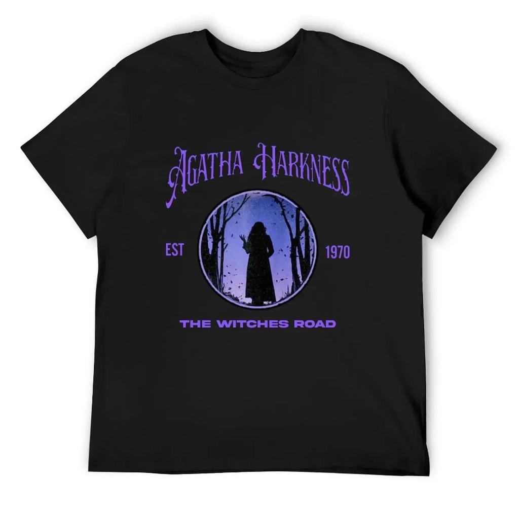 Agatha Harkness The Witches Road Est 2024 T-Shirt blu taglie forti top abbigliamento street wear camicie da uomo t-shirt grafica