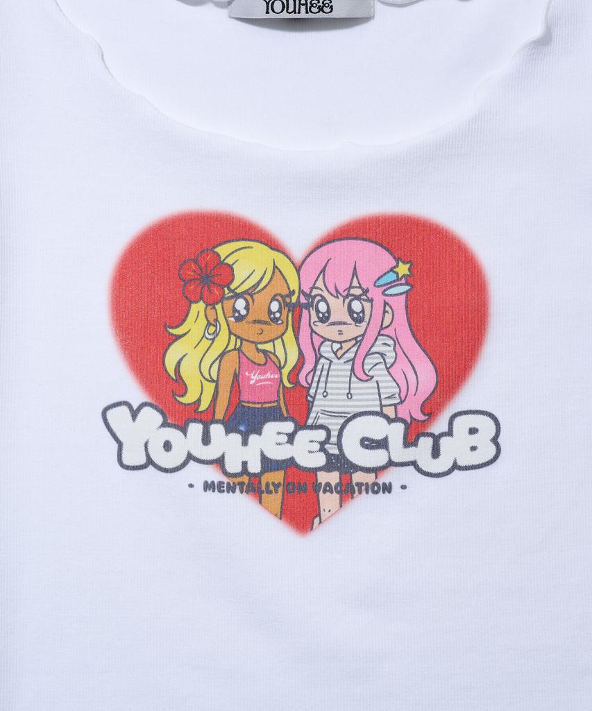 YOUHEE Youhee Friends Off-Shoulder T-Shirts_White