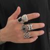 Fashion Diamond-Studded Ring Set for Men, Stylish and Unique Hollow Pattern Cross Ring, Men's Jewelry