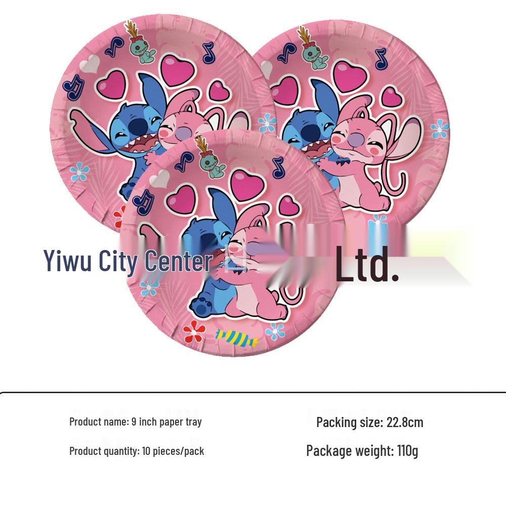 Pink Lilo & Stitch Party Set: Plates, Cups, Napkins, Tablecloths, Goodie Bags, Banners, Invitations