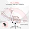 Gaming Chair with Footrest, Head & Lumbar Cushions, Swivel, Height-Adjustable, Pink
