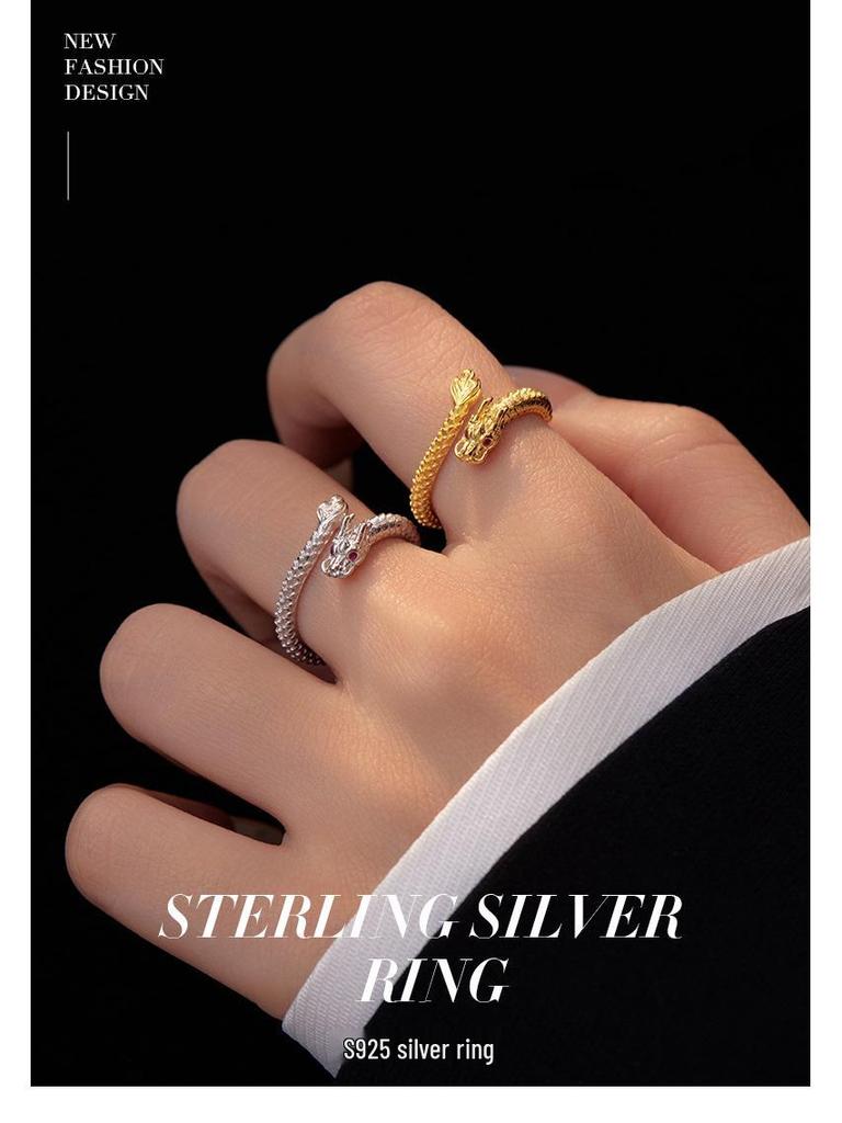 High-Grade S925 Silver Dragon & Phoenix Zodiac Couple Ring