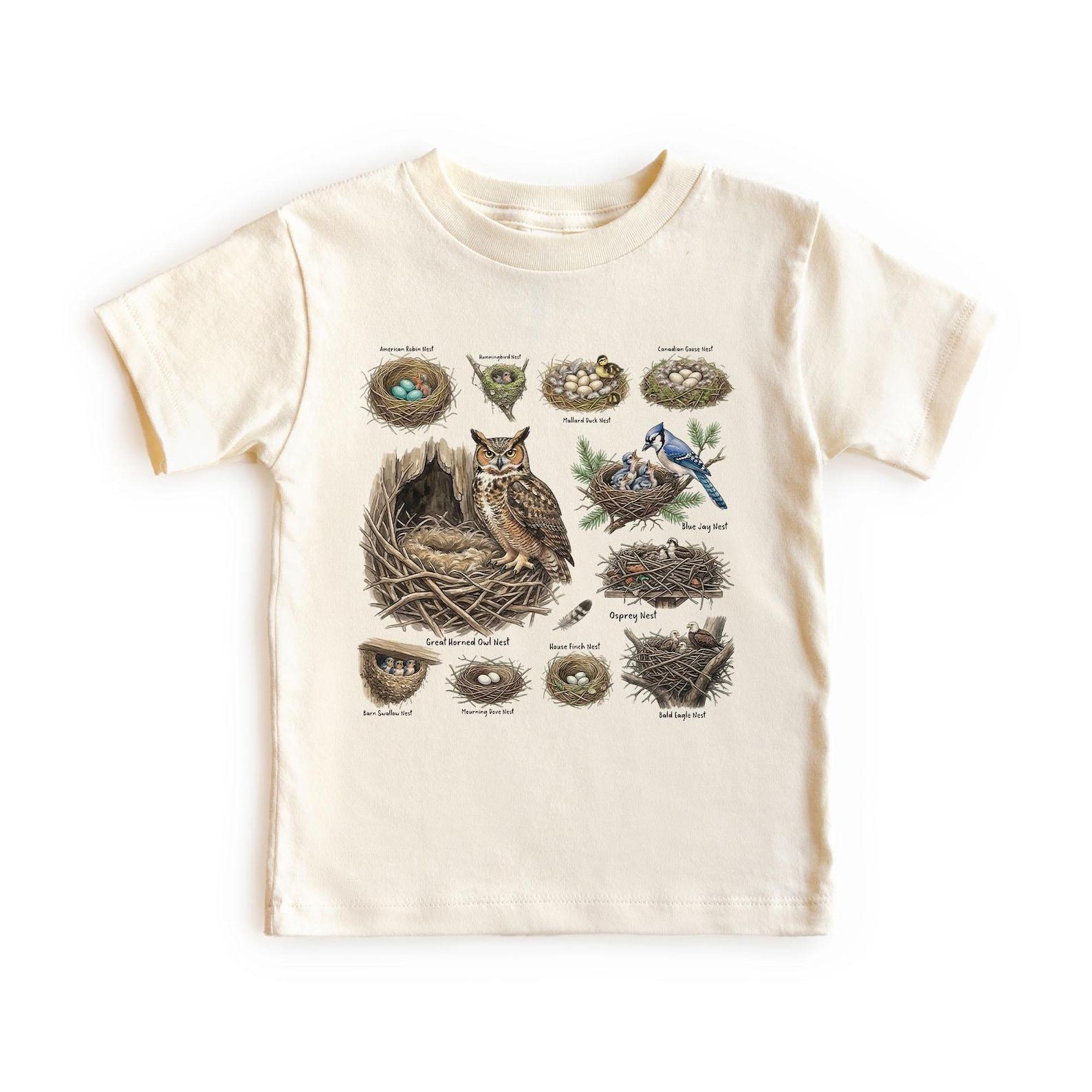 Educational Birds Nest Identification Field Guide Unisex Adult Youth T-Shirt 140