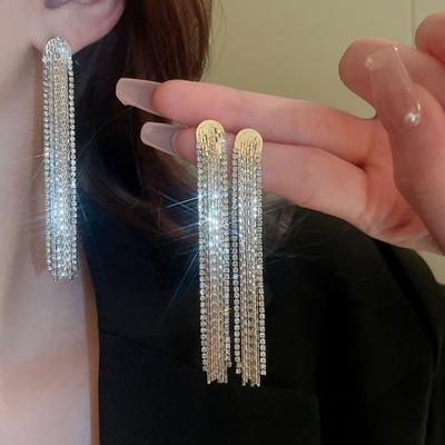 Fashion Temperament Long Thin Fringed Earrings Women'S Super Fairy Stud Earrings Cold Wind Light Luxury High-End Earrings