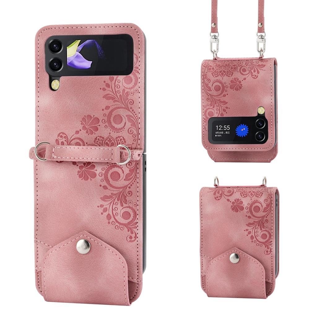Crossbody Lanyard Wallet Cards Solt Leather Case for Samsung Galaxy Z Flip 6 5 4 Flip5 3 Flip4 5G Card Holder Phone Cover Coque