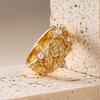 Vintage Floral Flower Pearl Wide Band Ring for Women Carved Sculpture Elegant Wedding Stackable Finger Jewelry Gift
