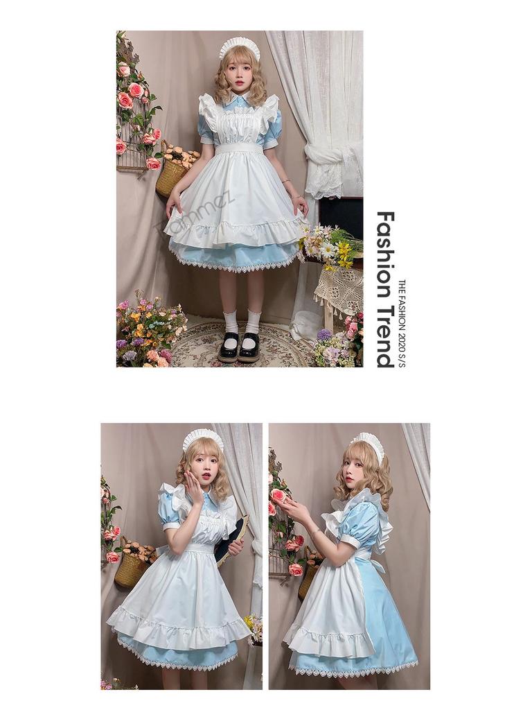 Japanese Lolita Maid Costume: Cute Short-Sleeved Dress with Skirt, Perfect for Cosplay