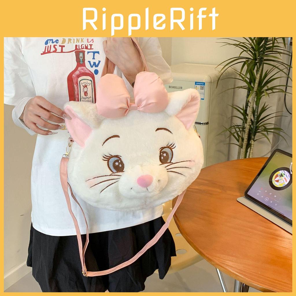 The Cute White Aristocats Cartoon Large Capacity Plush Backpack For Daily Use