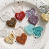 10Pcs Color Pattern Print Geometry Hearts Shape Resin Cabochon Beads Diy Jewelry Garment Hair Accessory