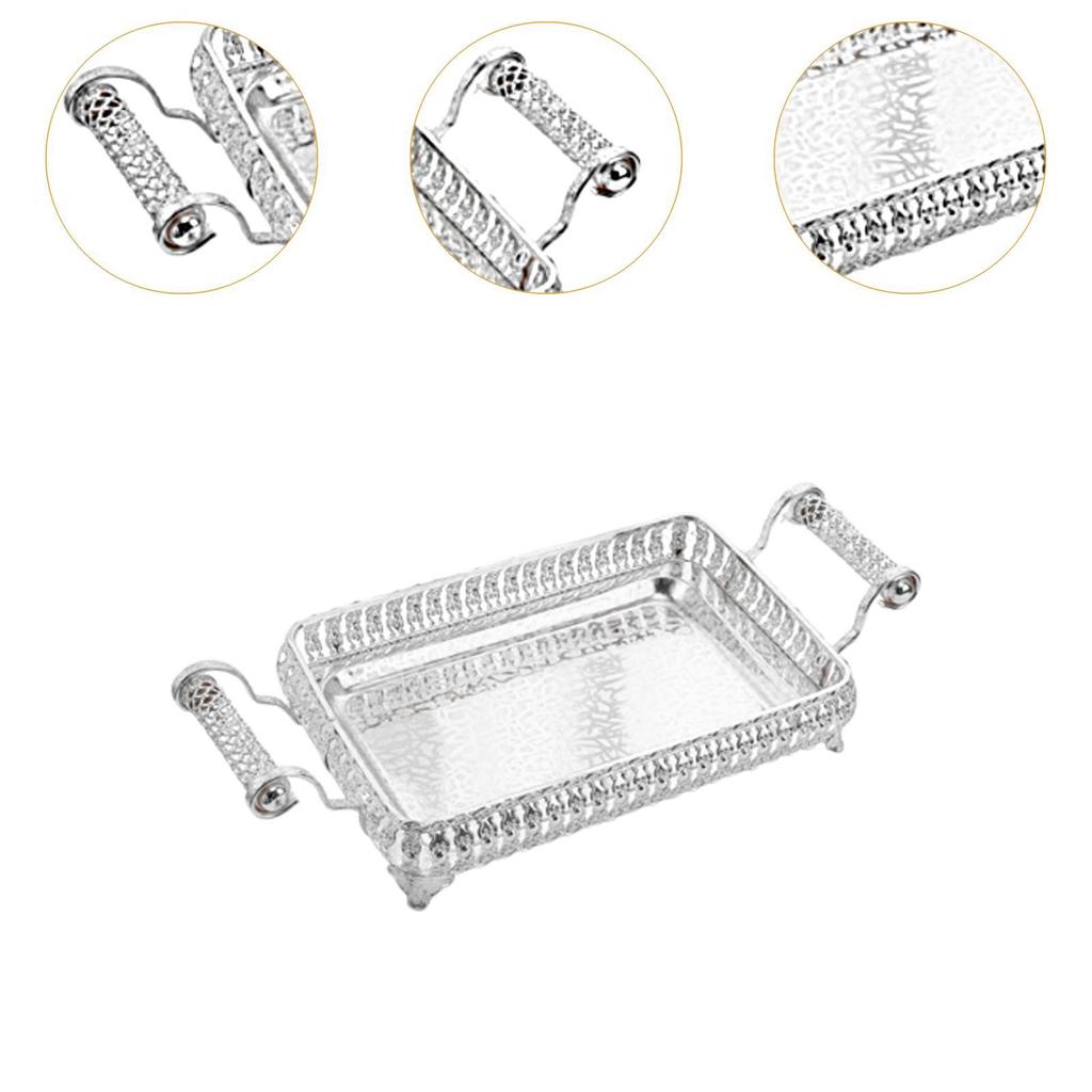 Table Decor Tray with Handles Cosmetic Rectangle Iron 45x20cm Makeup Organizer