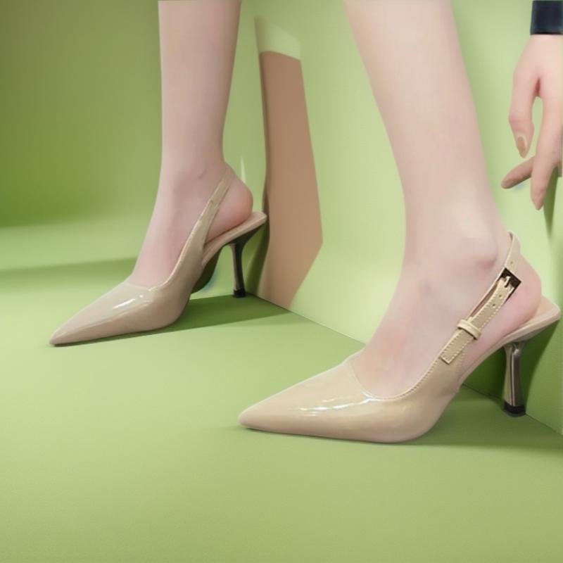 

New Summer Pointed Scalp Buckle Shallow Slim Heel Sandals for Women Fashion Comfortable Sexy and Elegant Banquet High Heels 35 чорний