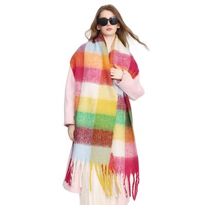 Winterschal Herren Damen Kaschmir Warm Regenbogen Zottelig Pashmina Decke Wickel Weiblich Dick Weich Bufanda Quaste Schal Poncho Echarpe