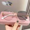 Luxury Intelligent Color Changing Presbyopia Glasses Round Oversized Far Sight Eyewear Photochromic Optical Sunglasses 0 To +4.0
