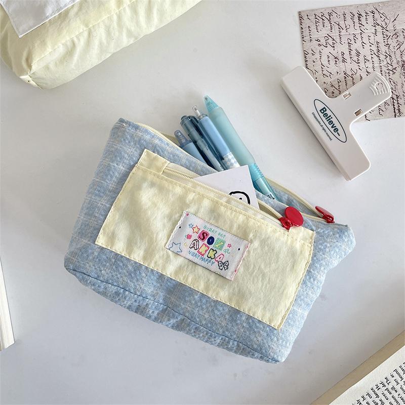 Cute Canvas Pencil Case Cute Multi Functional Large Capacity Stationery Organizer Storage Bag Student Pen Bag Makeup Bag
