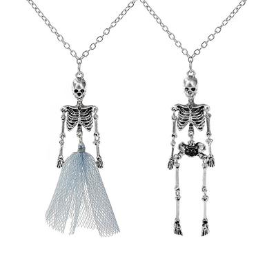 Skeleton Pendant Skeleton Necklace Couple Accessories Skeleton Bride Halloween Keychain Necklace Earrings Set