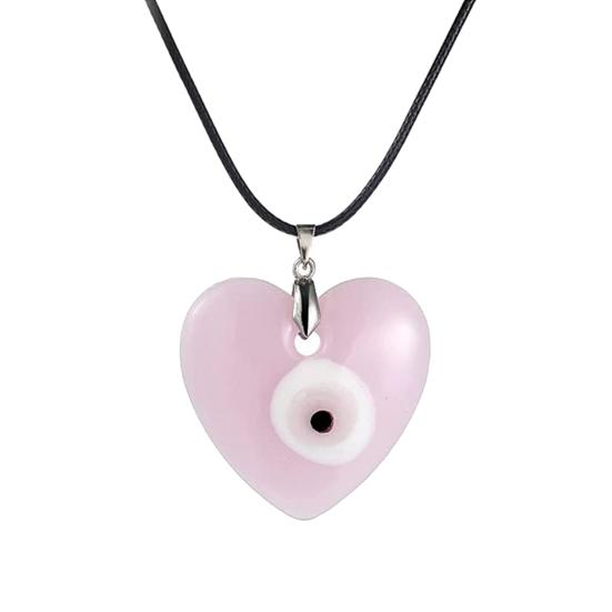

Круглое сердце, подвеска, регулируемое, искусственная кожа, веревка, унисекс, ожерелье, кулон в виде глаза, ювелирные изделия для вечеринок B